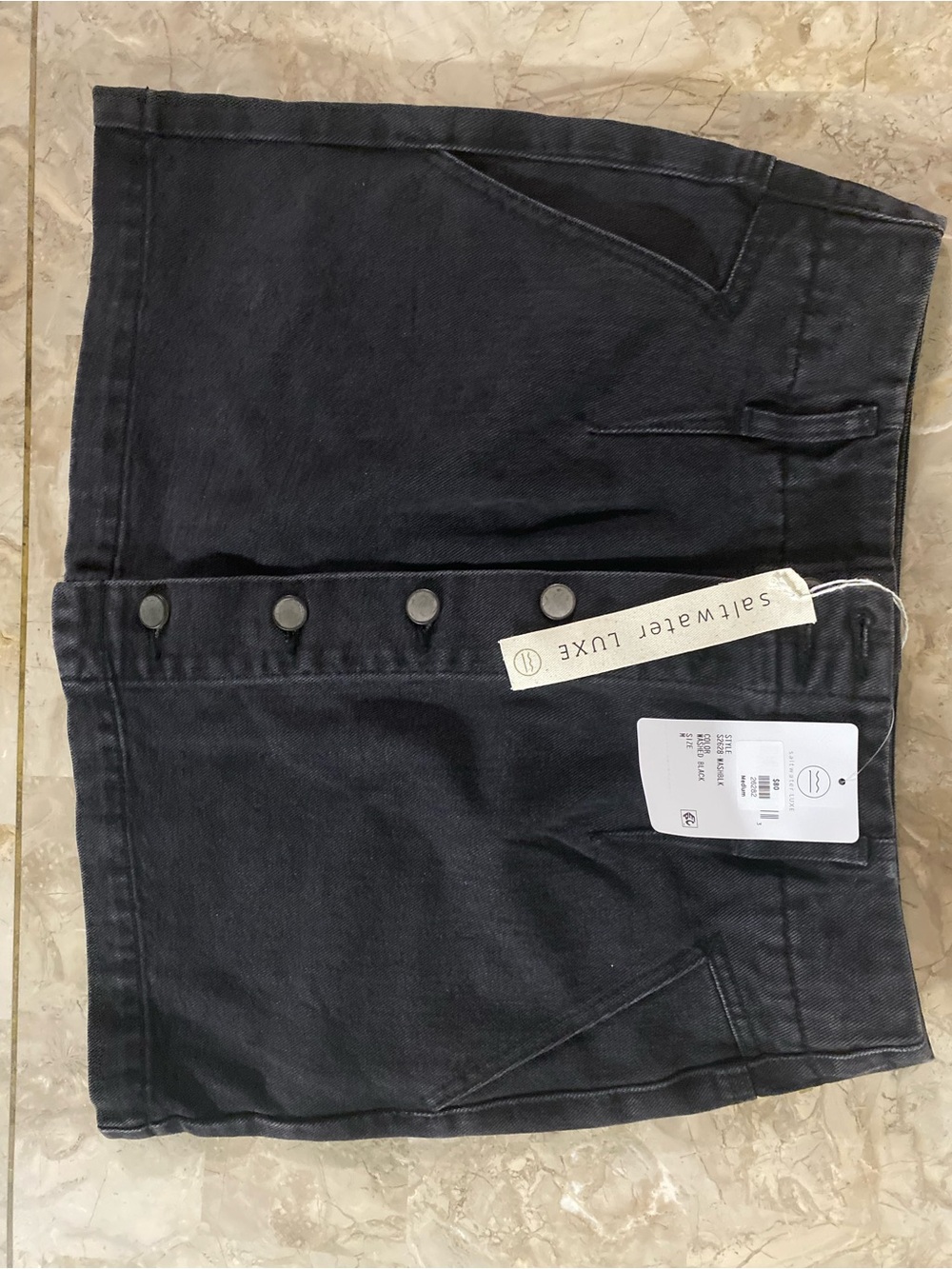 saltwater LUXE Black Button-Front Denim Mini Skirt